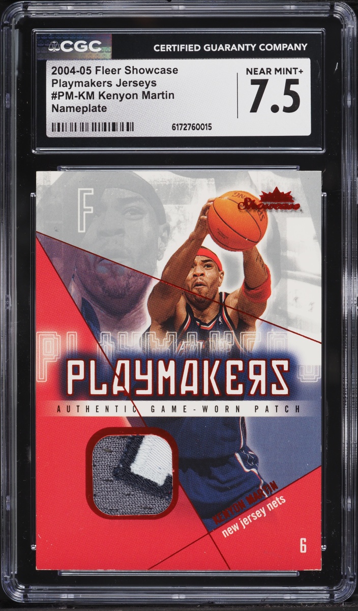 2004 Fleer Showcase Playmakers Jerseys Nameplate Kenyon Martin PATCH /50 #PM-KM CGC 7.5 NRMT+