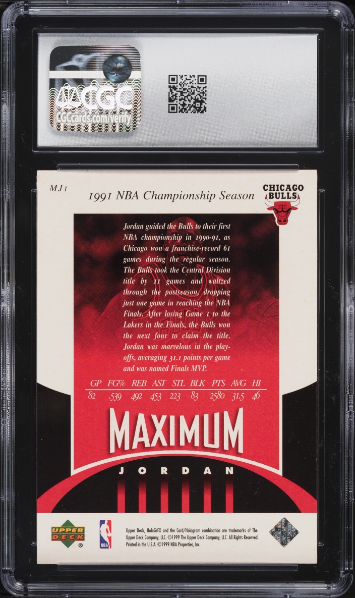 1999 Upper Deck Hologrfx Maximum Jordan Michael Jordan #MJ1 CGC 8.5 NM-MT+