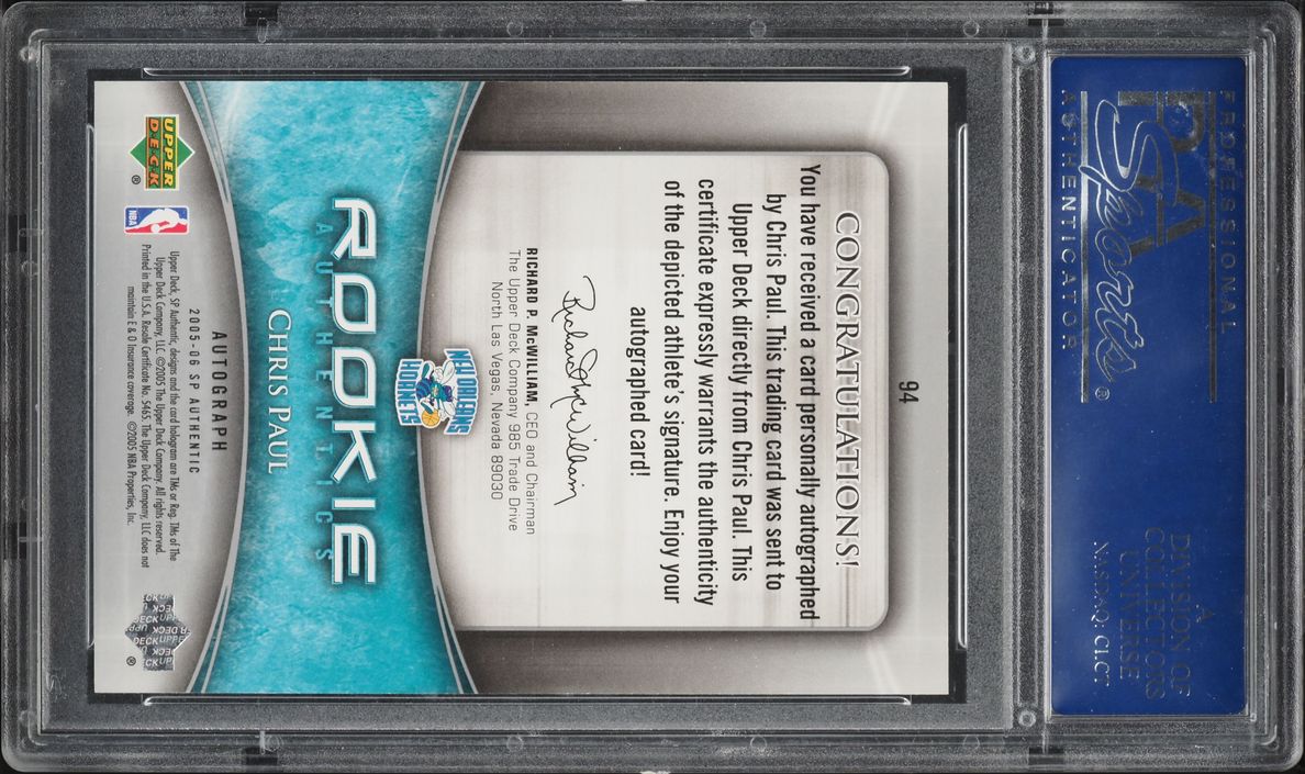 2005 SP Authentic Chris Paul ROOKIE AUTO /1299 #94 PSA 10 GEM MINT
