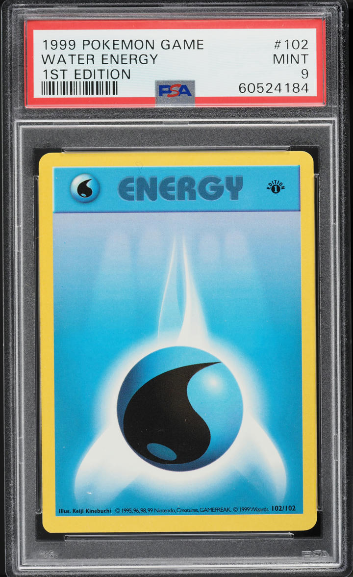 1999 Pokemon Base Set Shadowless 1st Edition Water Energy #102 PSA 9 ...