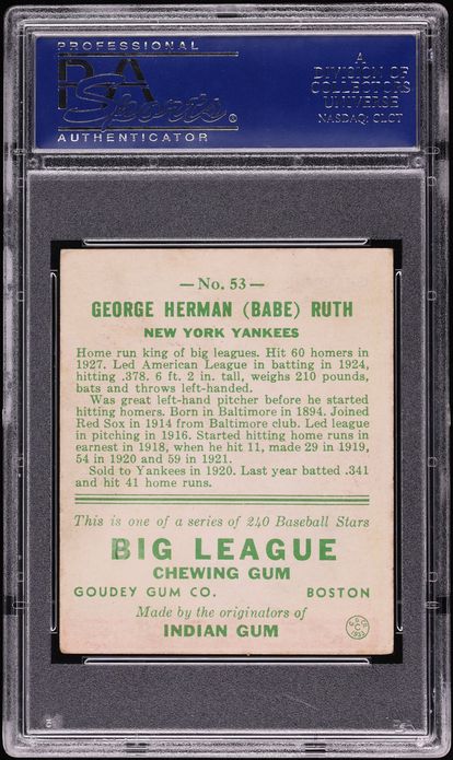 1933 Goudey Babe Ruth #53 PSA 4 VGEX