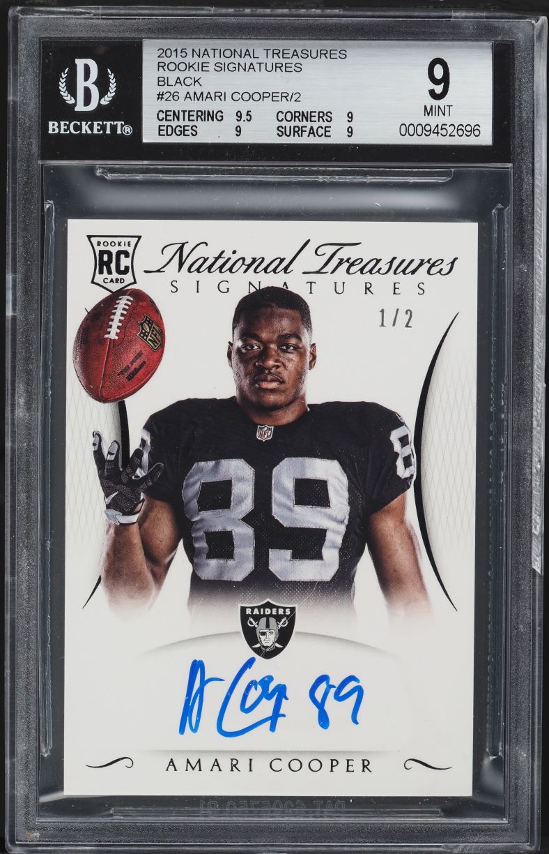 2015 National Treasures Signatures Black Amari Cooper ROOKIE AUTO 1/2 BGS 9 MINT