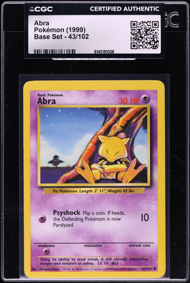 1999 Pokemon Base Set Abra #43 CGC AUTH