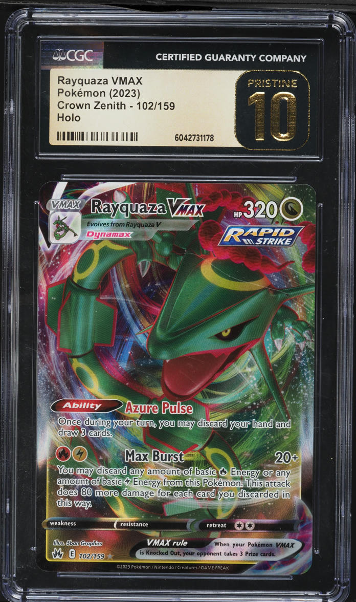 2023 Pokemon Sword & Shield Crown Zenith Rayquaza VMAX #102 CGC 10 PRISTINE