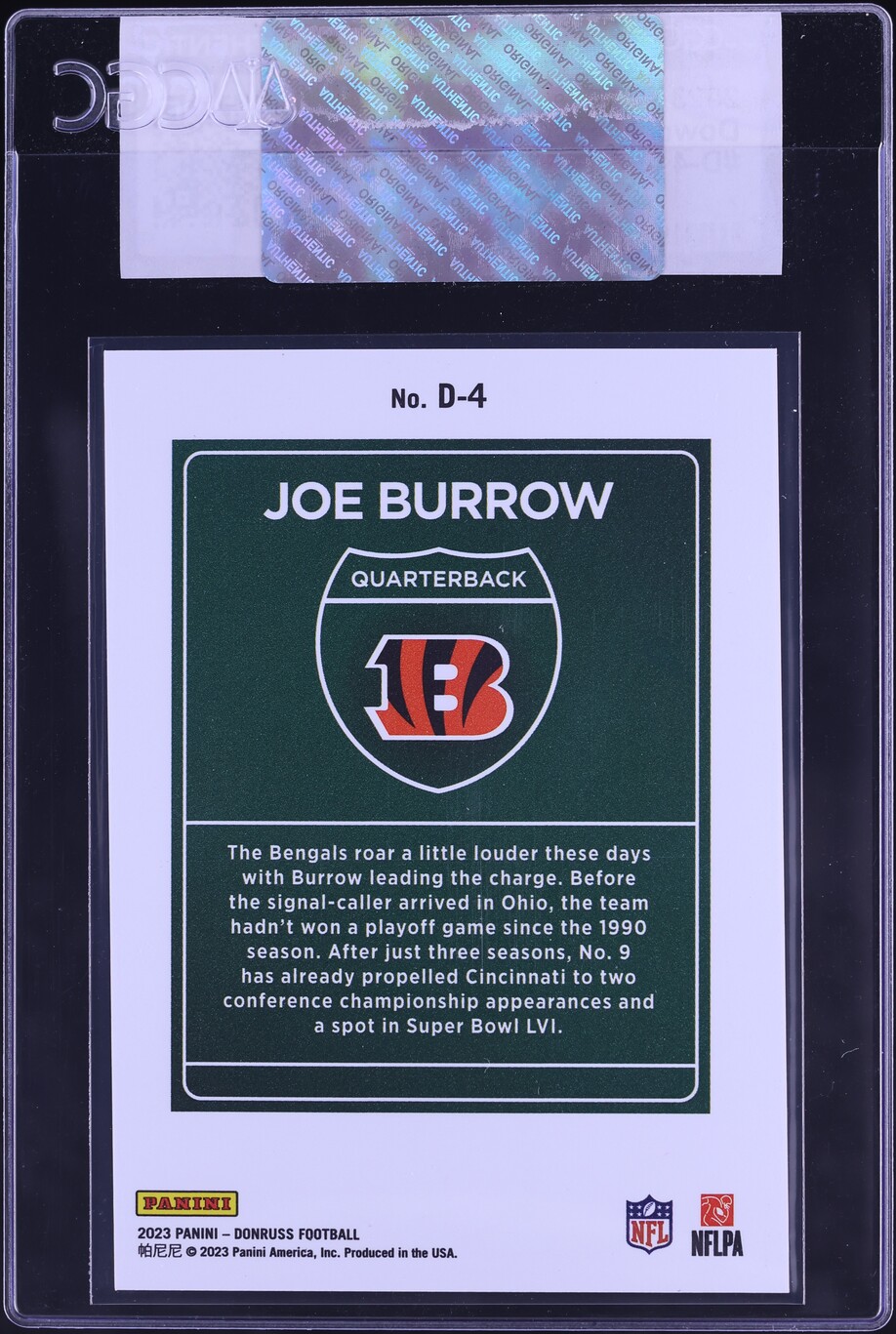 2023 Donruss Downtown Joe Burrow #D-4 CGC AUTH