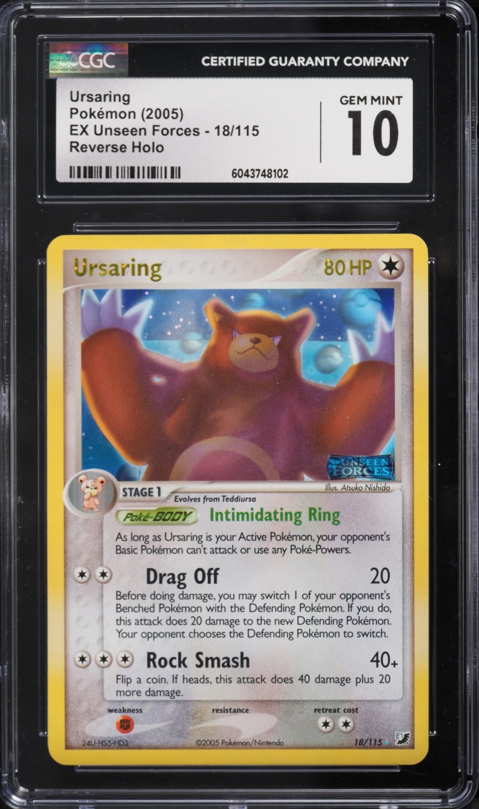 2005 Pokemon EX Unseen Forces Reverse Holo Ursaring #18 CGC 10 GEM MINT