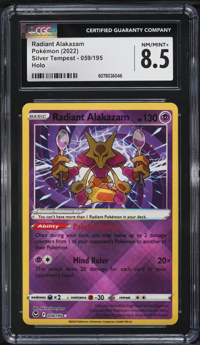 2022 Pokemon Sword & Shield Silver Tempest Holo Radiant Alakazam #59 CGC 8.5 NM-MT+