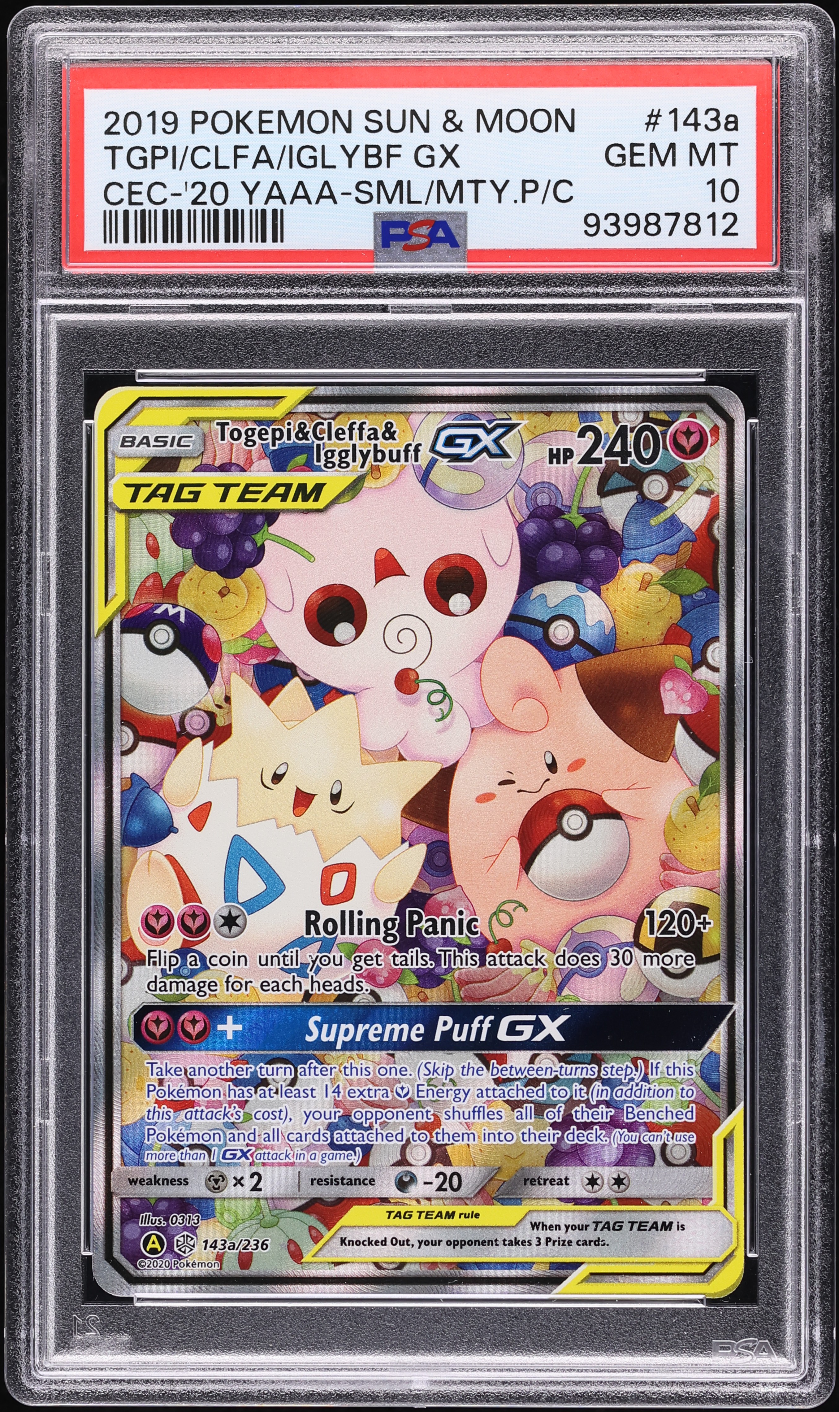 2019 Pokemon Sun & Moon Cosmic Eclipse Full Art Togepi Igglybuff Cleffa GX #143 PSA 10 GEM MINT