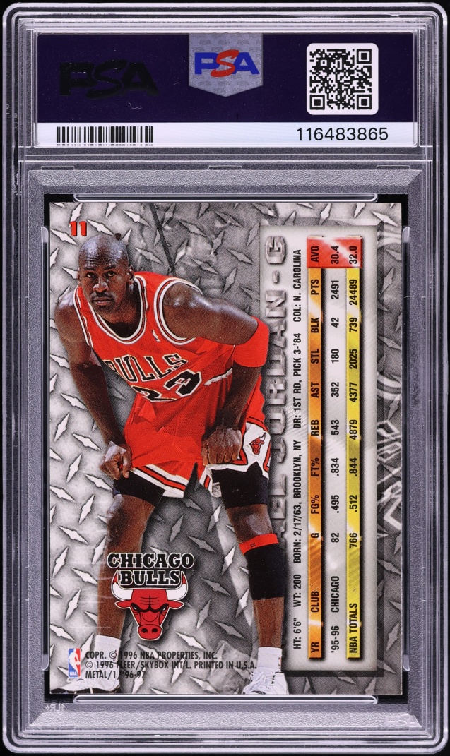 1996 Metal Basketball Michael Jordan #11 PSA 7 NRMT