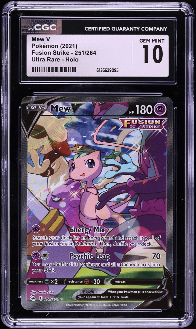 2021 Pokemon Sword & Shield Fusion Strike Full Art Mew V #251 CGC 10 GEM MINT