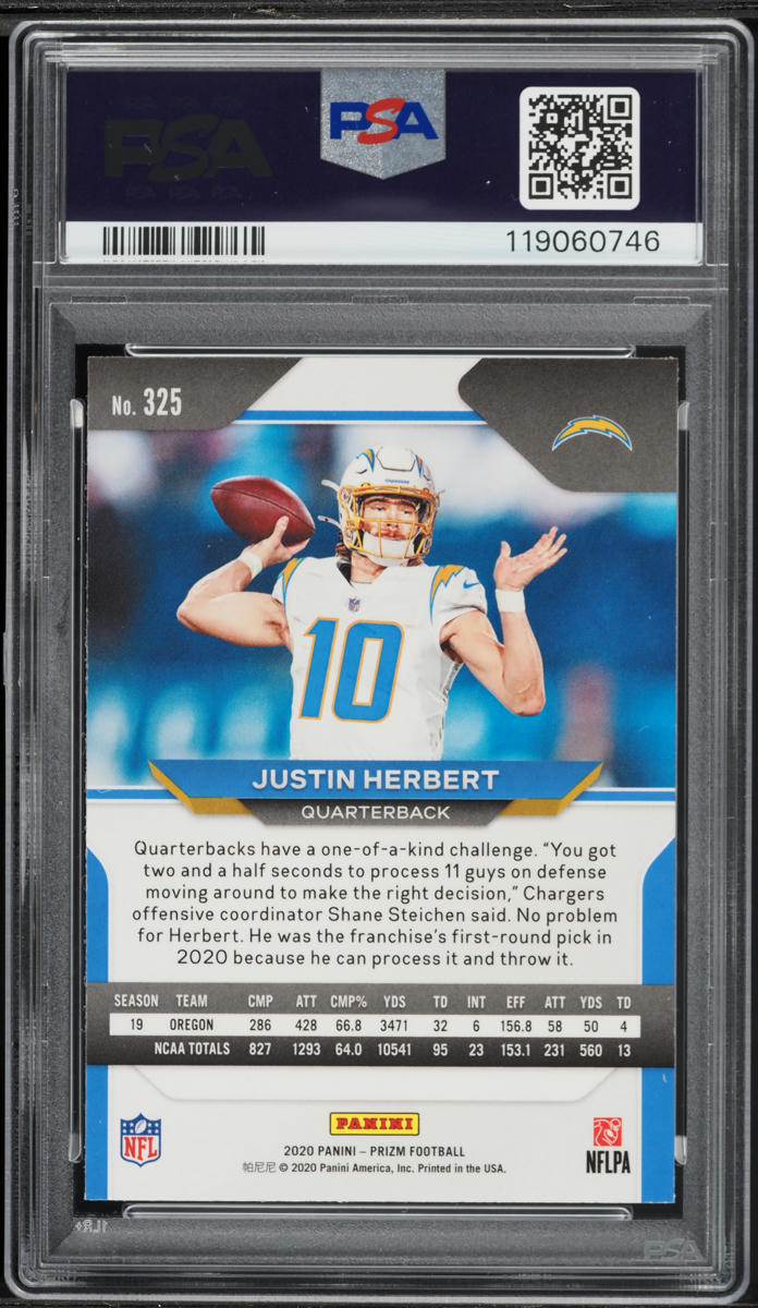 2020 Panini Prizm Justin Herbert ROOKIE #325 PSA 9 MINT