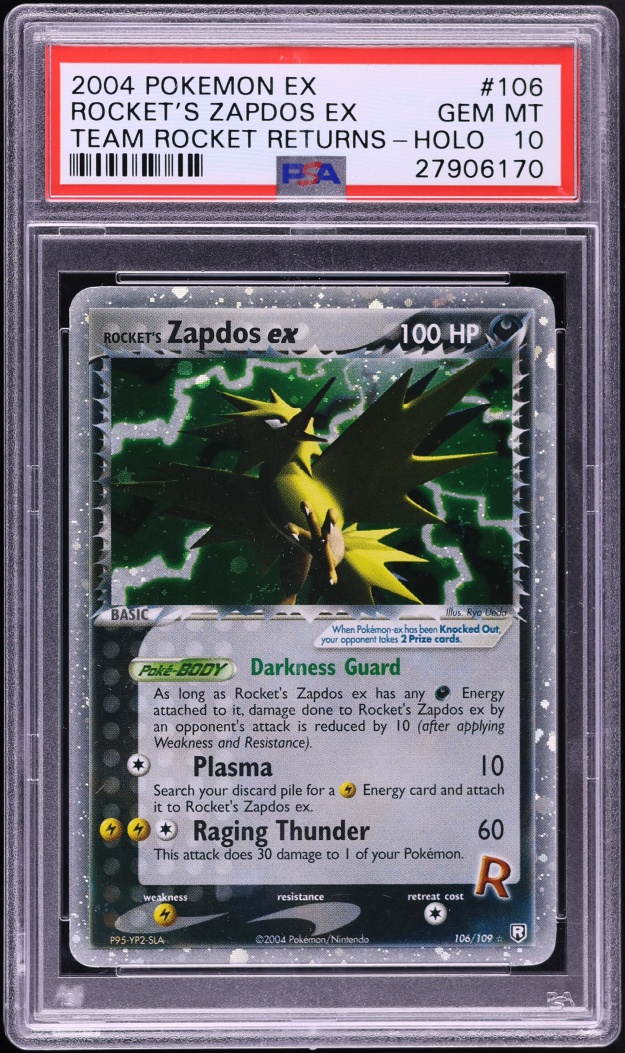 2004 Pokemon EX Team Rocket Returns Holo Zapdos ex #106 PSA 10 GEM MINT
