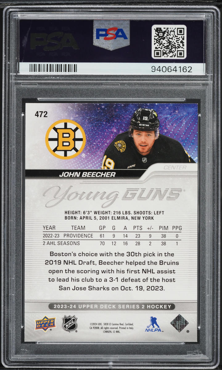 2023 Upper Deck Young Guns Outburst John Beecher #472 PSA 9 MINT