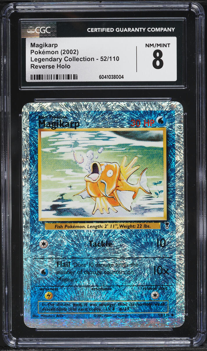 2002 Pokemon Legendary Collection Reverse Holo Magikarp #52 CGC 8 NM-MT