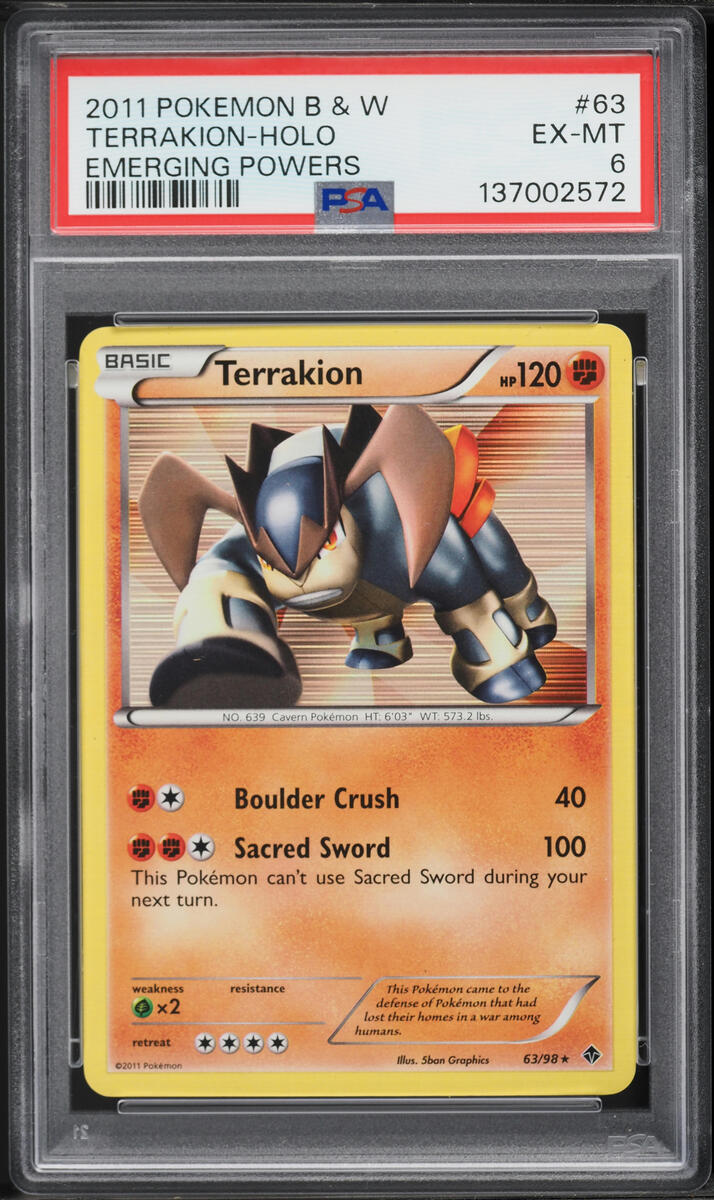 2011 Pokemon Black & White Emerging Powers Holo Terrakion #63 PSA 6 EXMT