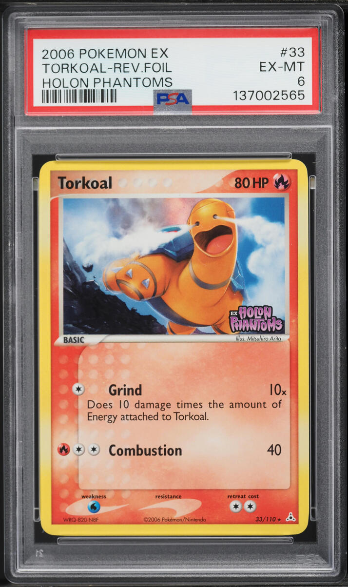 2006 Pokemon EX Holon Phantoms Reverse Holo Torkoal #33 PSA 6 EXMT
