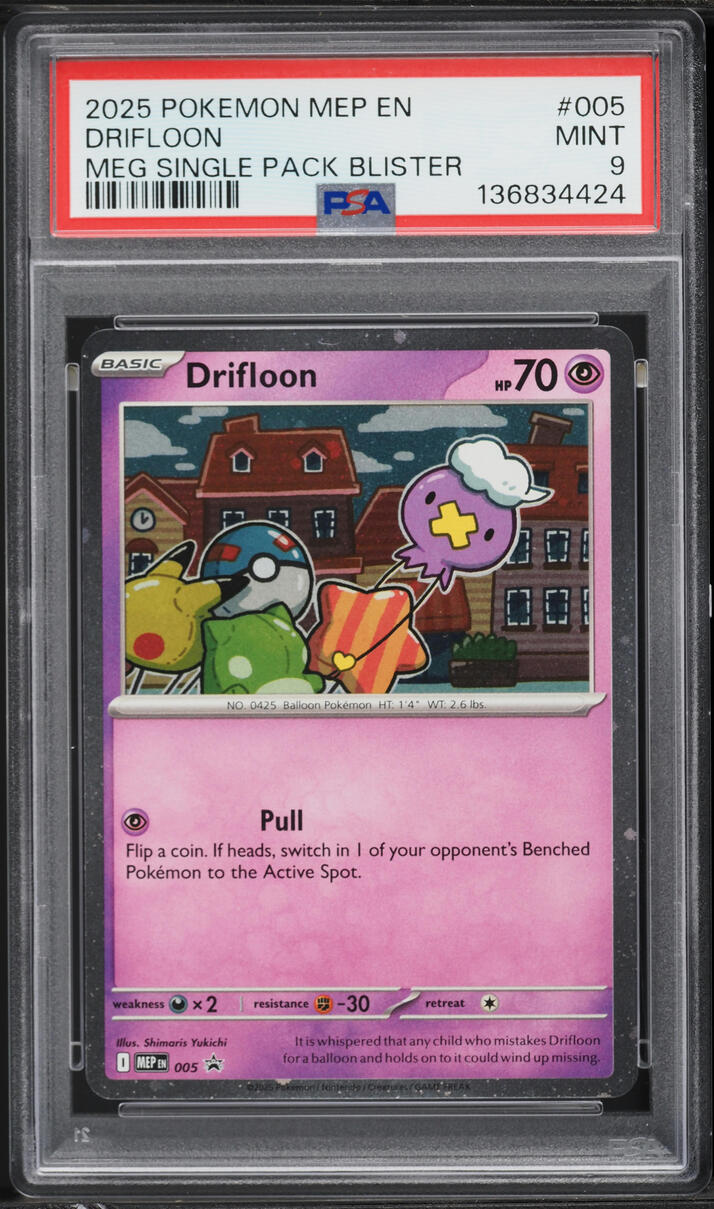 2025 Pokemon Scarlet & Violet Black Star Promo Meg Single Pack Blister Drifloon #005 PSA 9 MINT