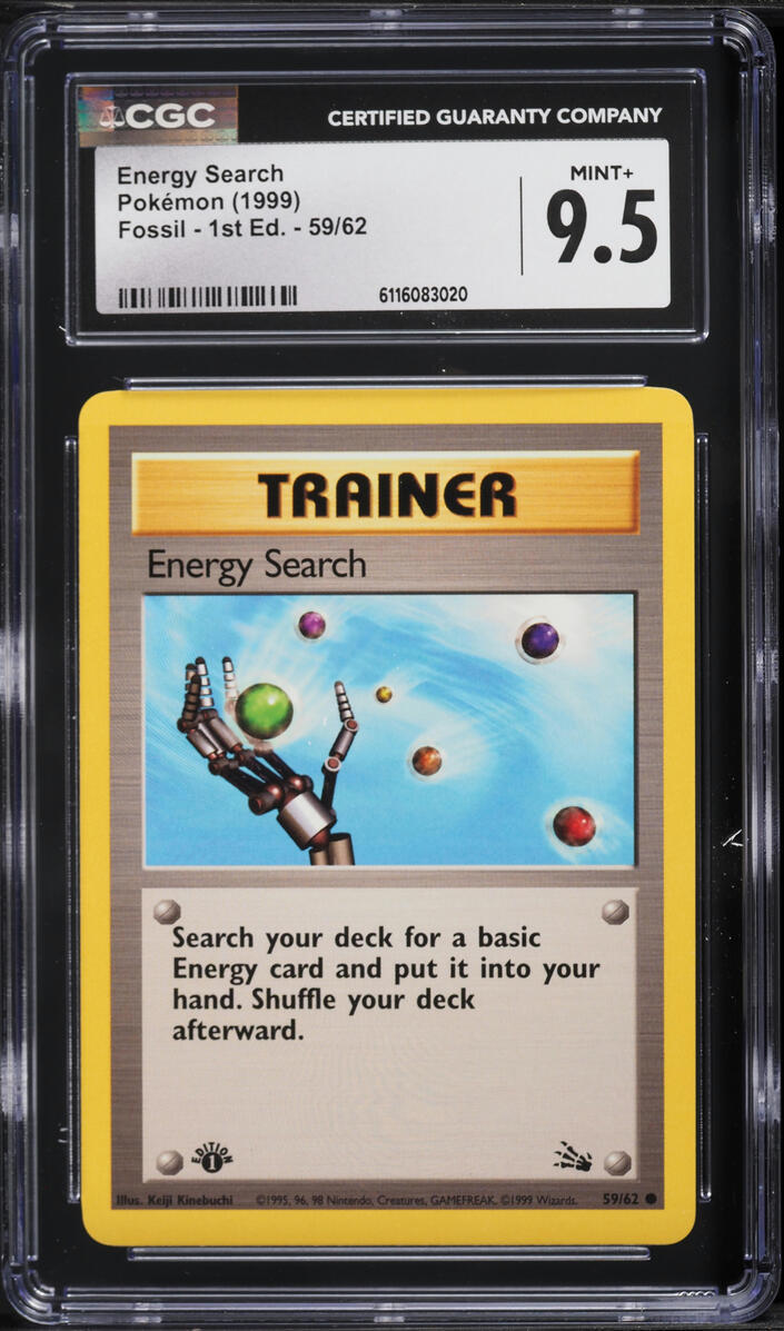 1999 Pokemon Fossil 1st Edition Energy Search #59 CGC 9.5 MINT+