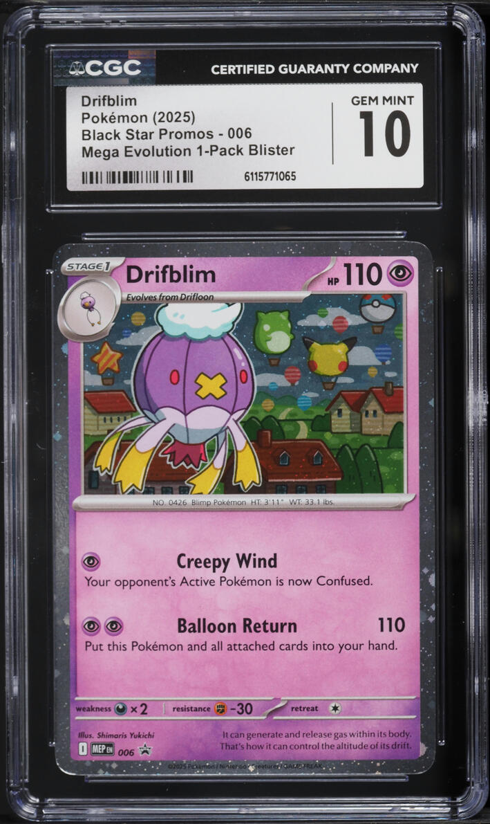 2025 Pokemon Mega Evolution Promo 1-Pack Blister Drifblim #6 CGC 10 GEM MINT
