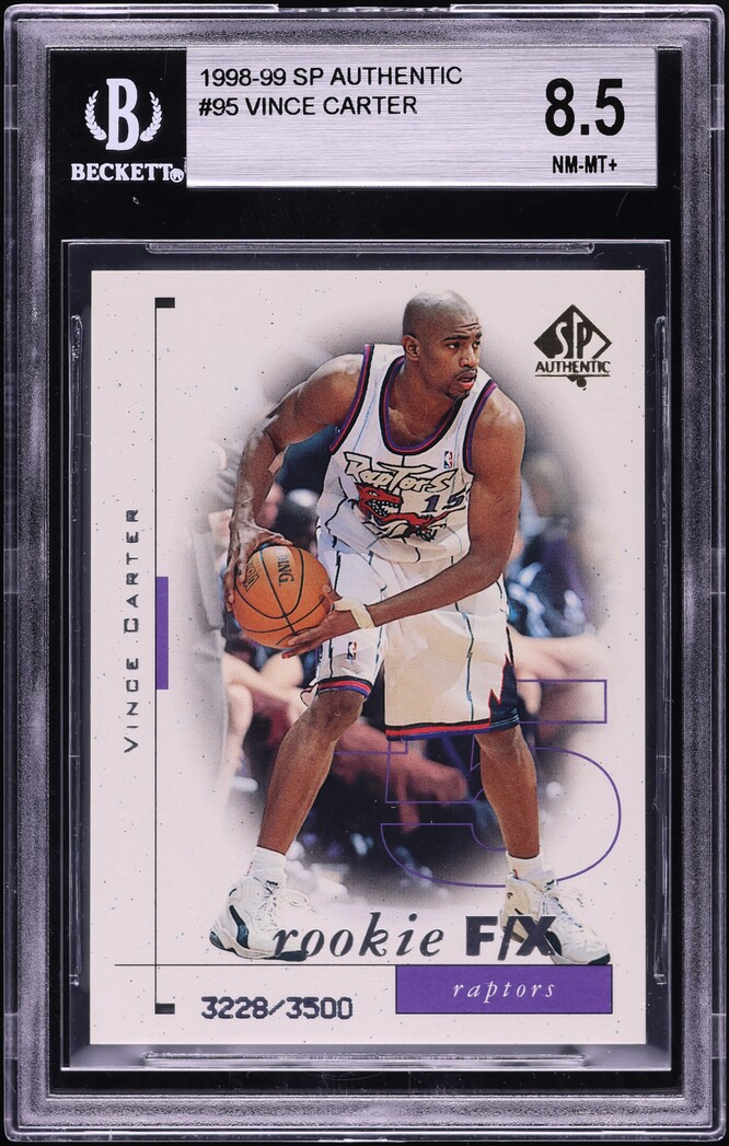 1998 SP Authentic Vince Carter ROOKIE /3500 #95 BGS 8.5 NM-MT+