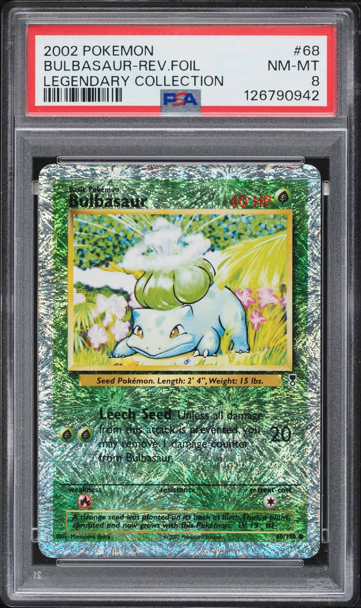 2002 Pokemon Legendary Collection Reverse Holo Bulbasaur #68 PSA 8 NM-MT