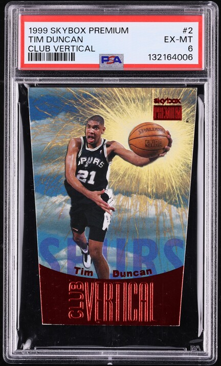 1999 Skybox Premium Club Vertical Die-Cut Tim Duncan /100 #2 PSA 6 EXMT - Photo 1