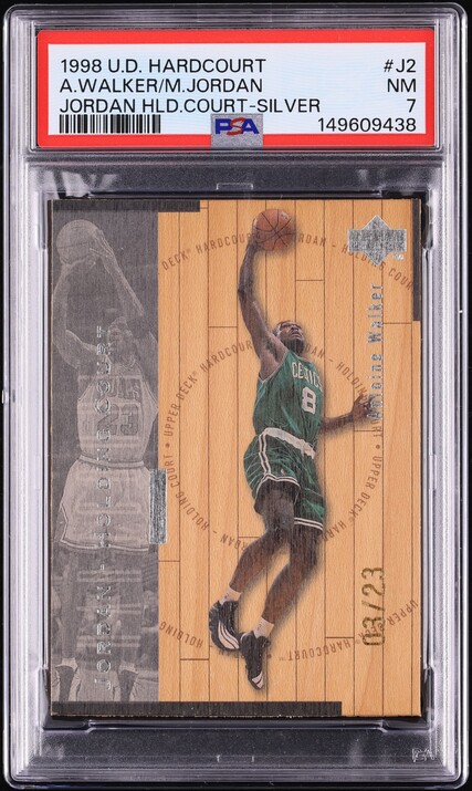 1998 Upper Deck Hardcourt Silver Michael Jordan Antoine Walker /23 #J2 PSA 7 NRMT - Photo 1