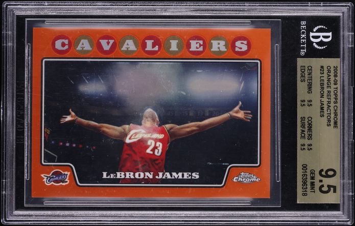 2008 Topps Chrome Orange Refractor LeBron James /499 #23 BGS 9.5 GEM MINT - Photo 1