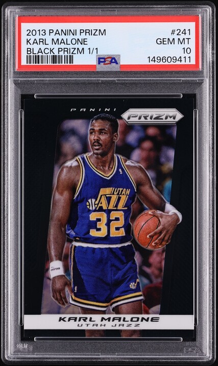 2013 Panini Prizm Black Karl Malone 1/1 #241 PSA 10 GEM MINT - Photo 1