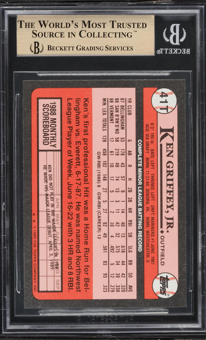 1989 Topps Traded Tiffany Ken Griffey Jr. ROOKIE #41T BGS 9.5 GEM MINT