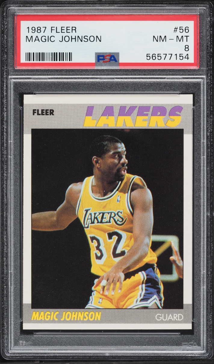1987 Fleer Basketball Magic Johnson #56 PSA 8 NM-MT