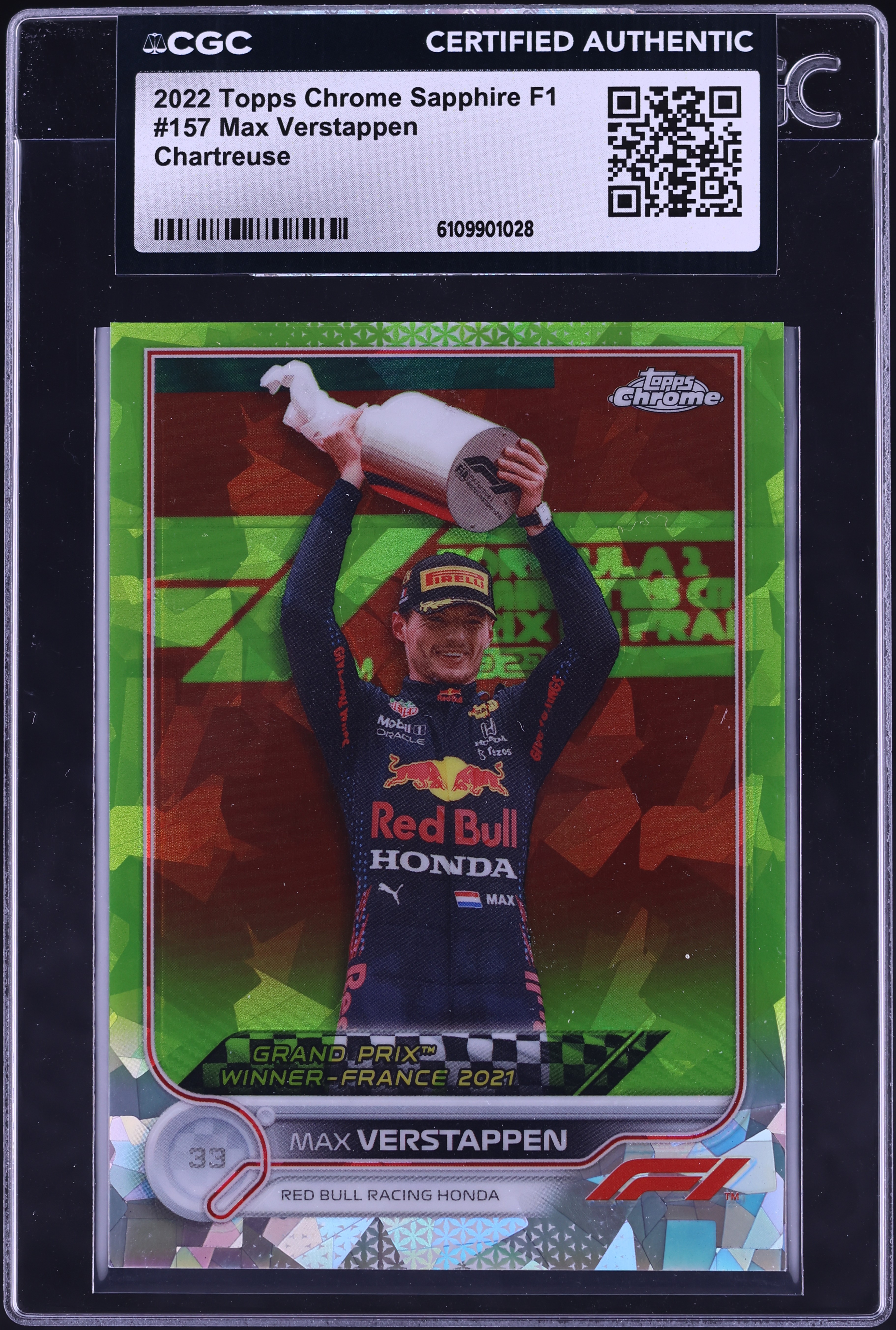 2022 Topps Chrome Sapphire Formula 1 F1 Chartreuse Max Verstappen