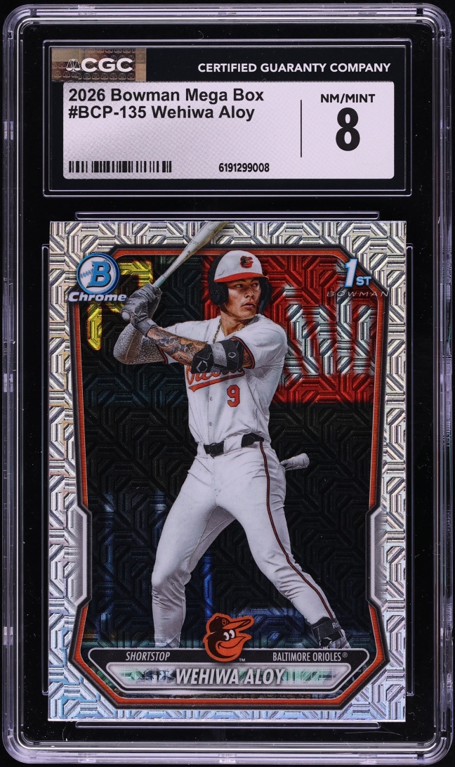 2026 Bowman Chrome Mega Box Wehiwa Aloy PROSPECT #BCP-135 CGC 8 NM-MT