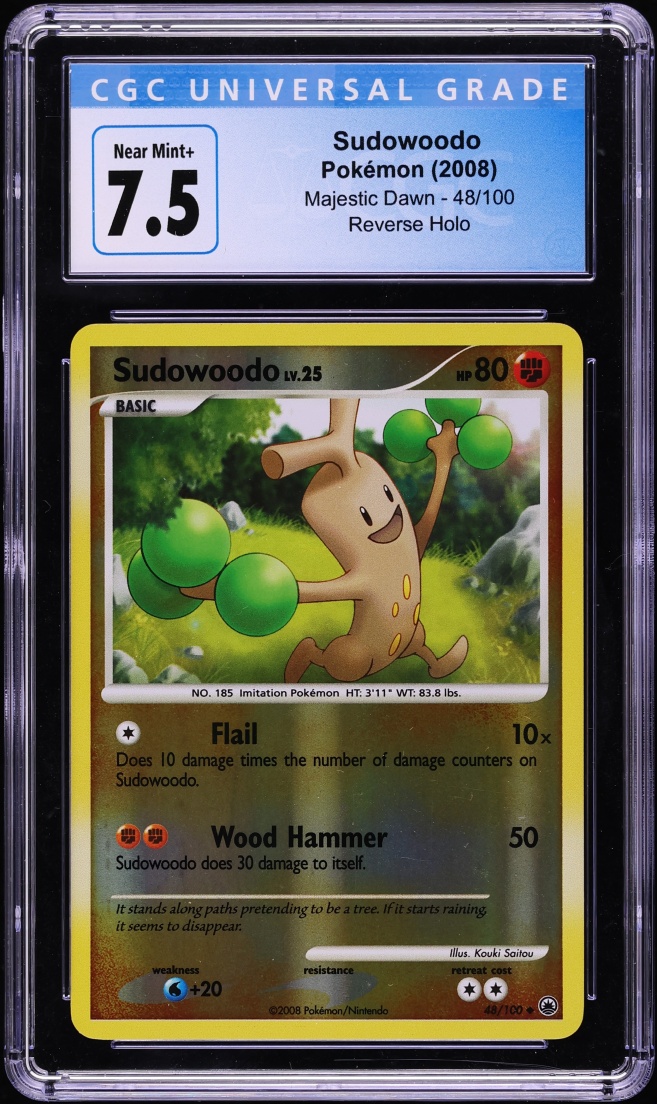 2008 Pokemon Diamond & Pearl Majestic Dawn Reverse Holo Sudowoodo #48 CGC 7.5 NRMT+