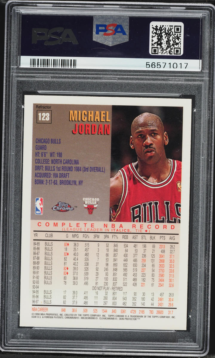 1997 Topps Chrome Refractor Michael Jordan #123 PSA 8 NM-MT