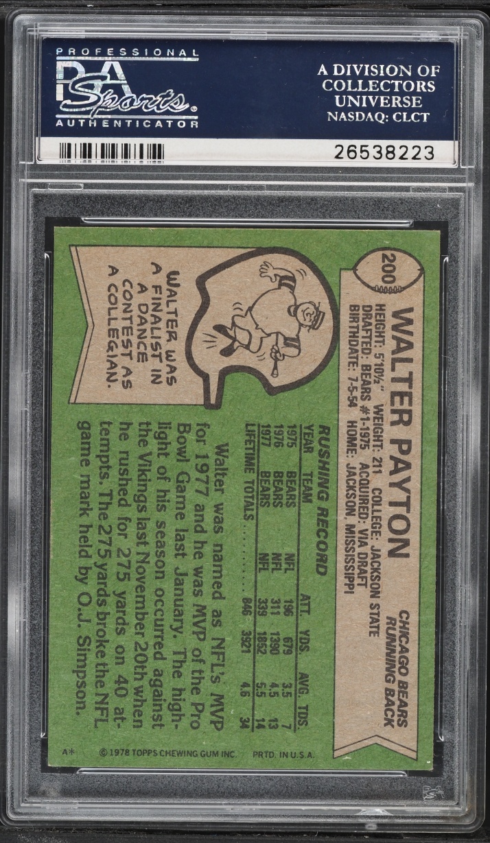 1978 Topps All Pro Walter Payton #200 PSA 9 MINT