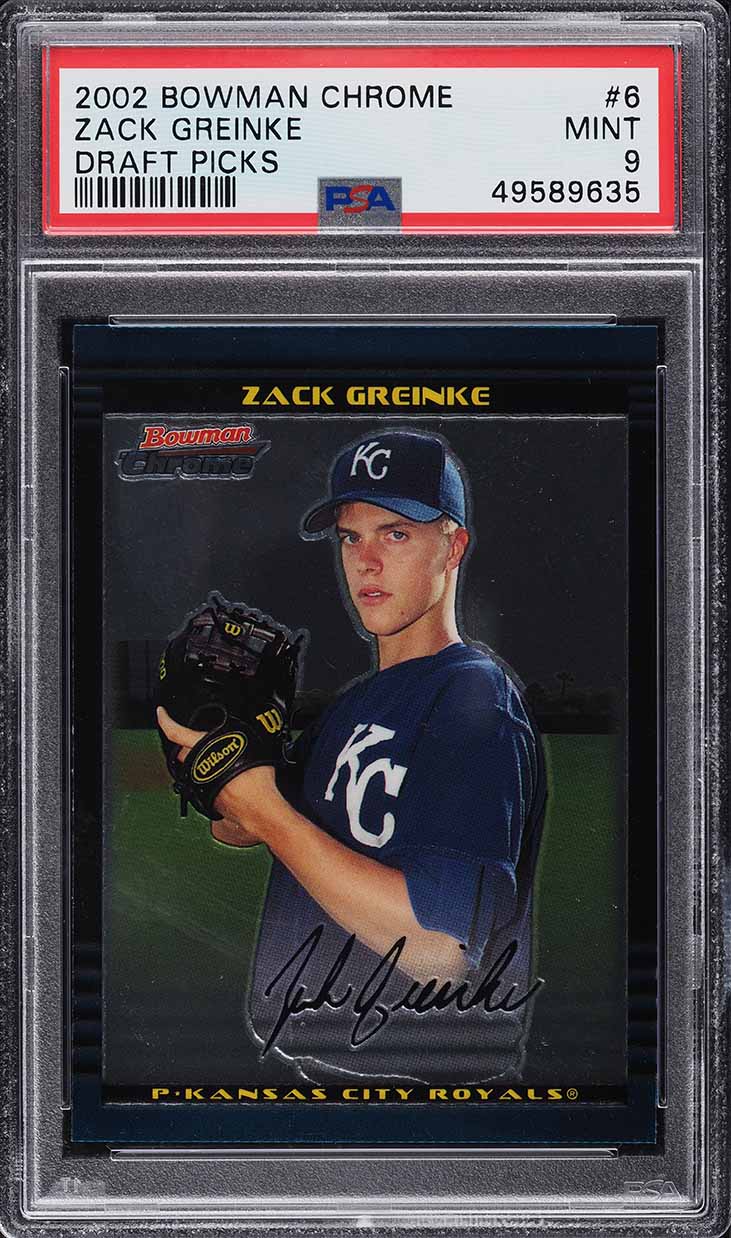 2002 Bowman Chrome Draft Picks Zack Greinke ROOKIE #6 PSA 9 MINT