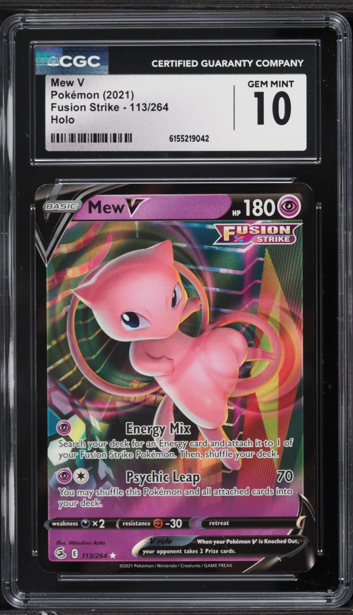 2021 Pokemon Sword & Shield Fusion Strike Holo Mew V #113 CGC 10 GEM MINT