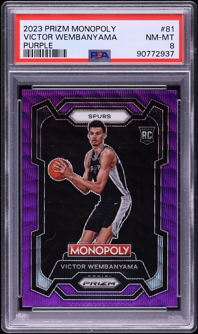 2023 Panini Prizm Monopoly Purple Victor Wembanyama ROOKIE #81 PSA 8 NM-MT
