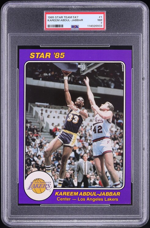 1985 Star Team 5x7 Kareem Abdul-Jabbar #1 PSA 7 NRMT