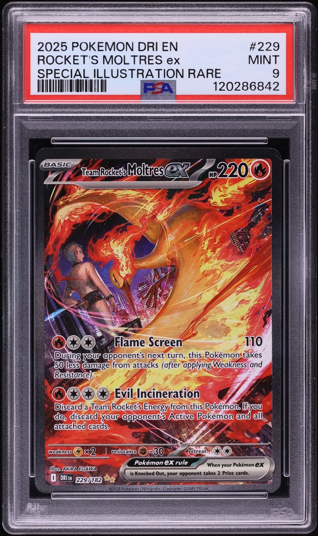 2025 Pokemon Scarlet & Violet Destined Rivals SIR Team Rocket's Moltres ex #229 PSA 9 MINT