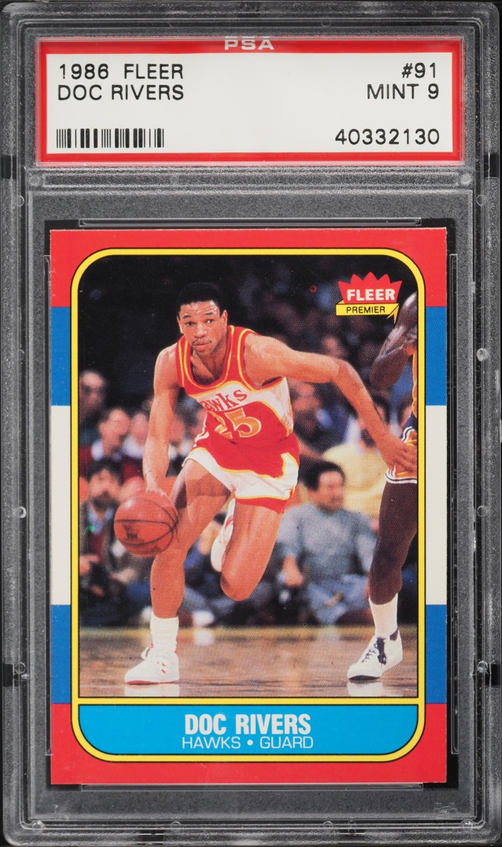 1986 Fleer Basketball Doc Rivers ROOKIE #91 PSA 9 MINT