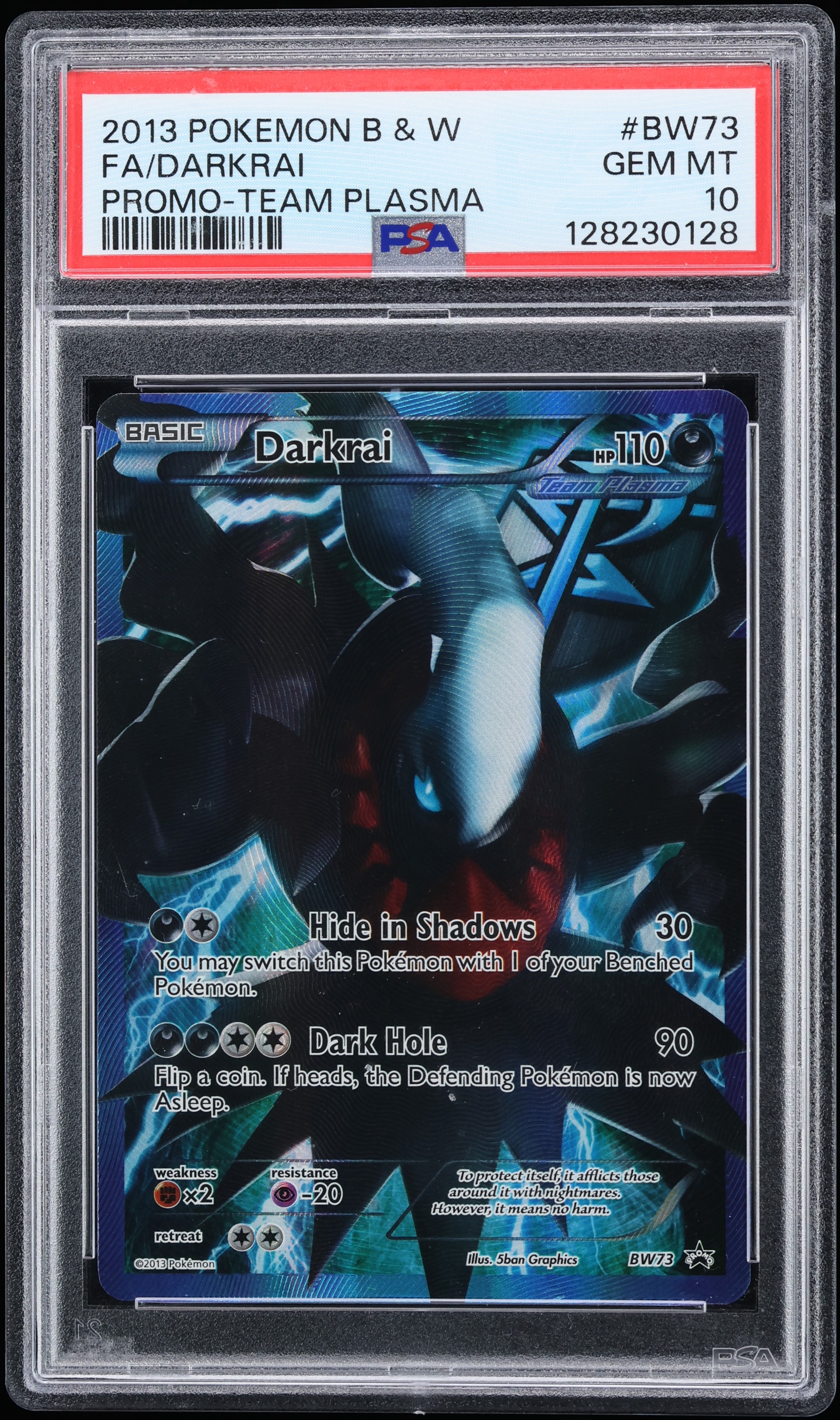 2013 Pokemon Black & White Black Star Promo Team Plasma Full Art Darkrai #BW73 PSA 10 GEM MINT
