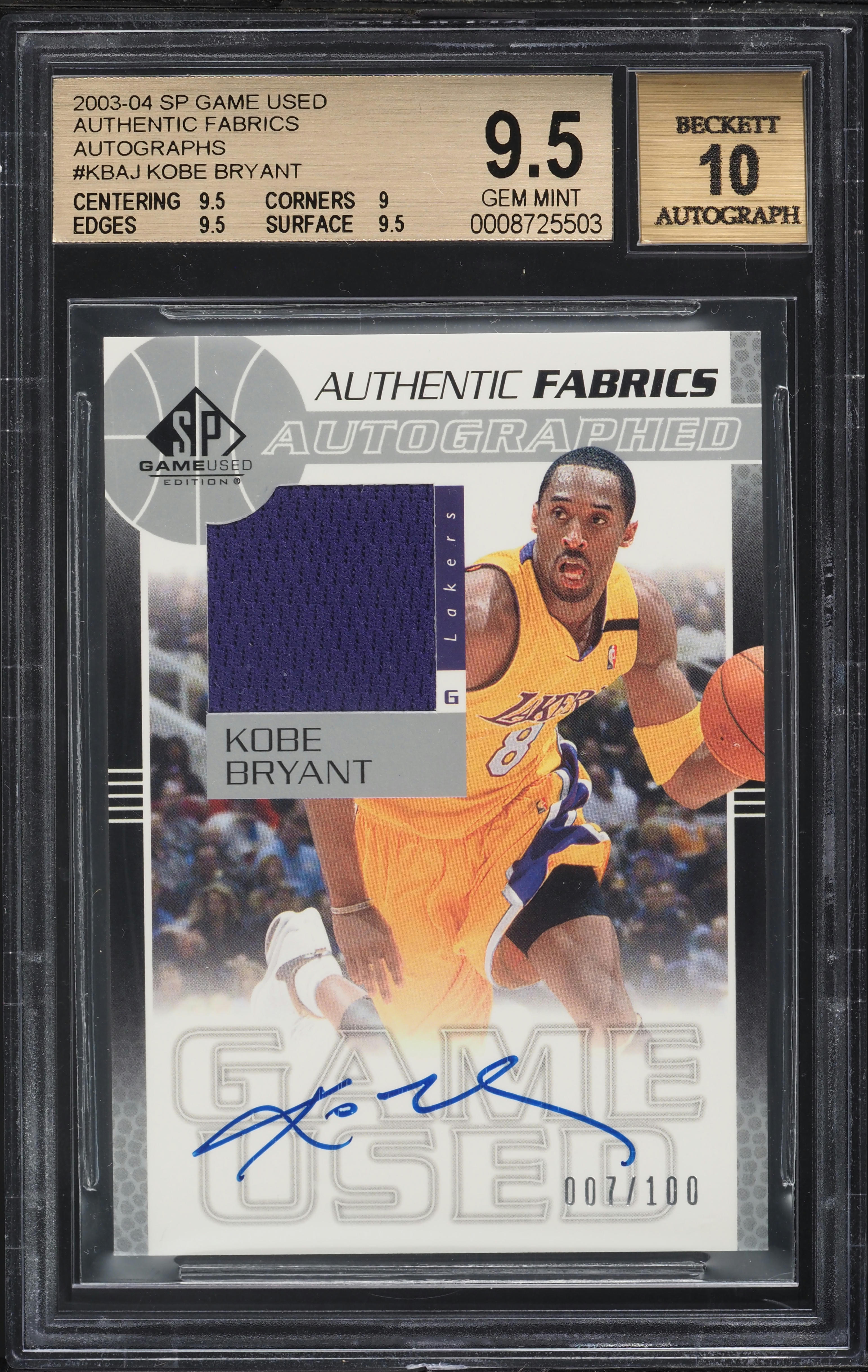 2003 SP Game Used Authentic Fabrics Kobe Bryant PATCH AUTO