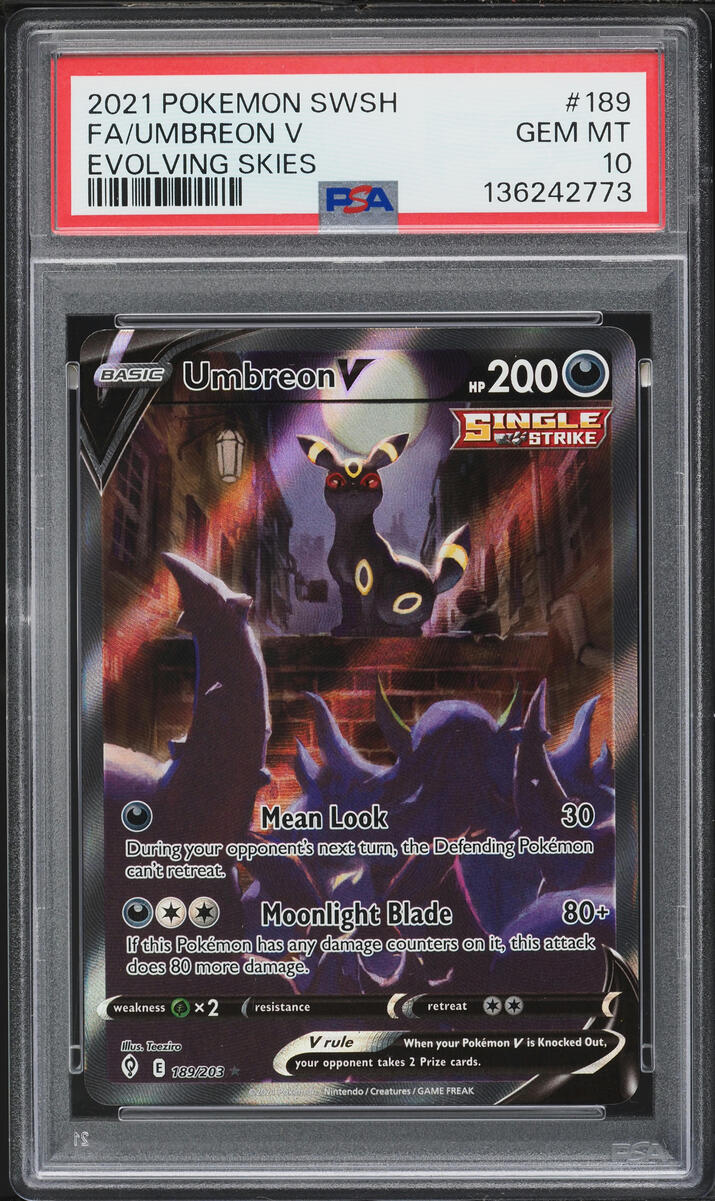 2021 Pokemon Sword & Shield Evolving Skies Alt Art Umbreon V #189 PSA 10 GEM MINT