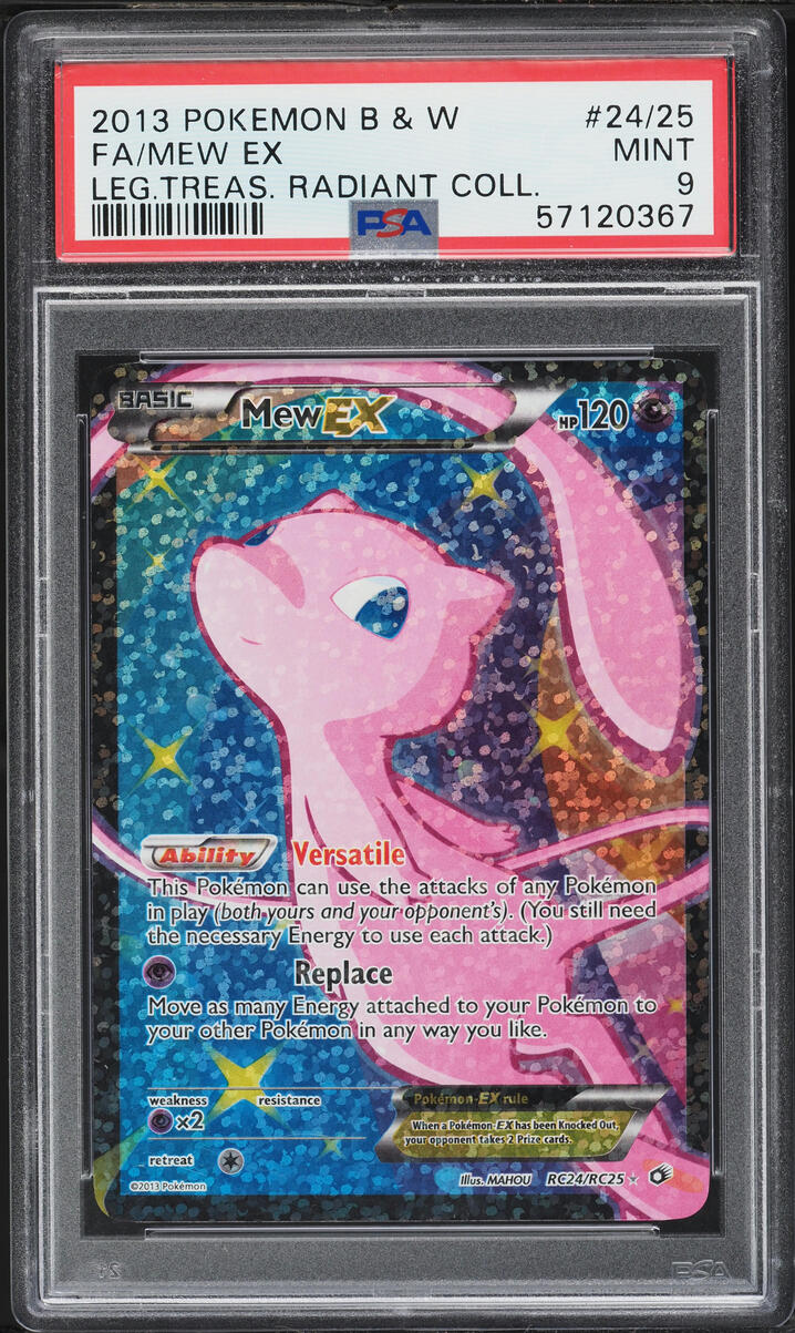 2013 Pokemon Black & White Legendary Treasures Radiant Full Art Mew EX #RC24 PSA 9 MINT