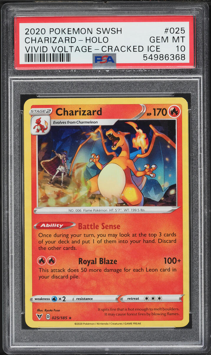 2020 Pokemon Sword & Shield Vivid Voltage Cracked Ice Holo Charizard #25 PSA 10 GEM MINT