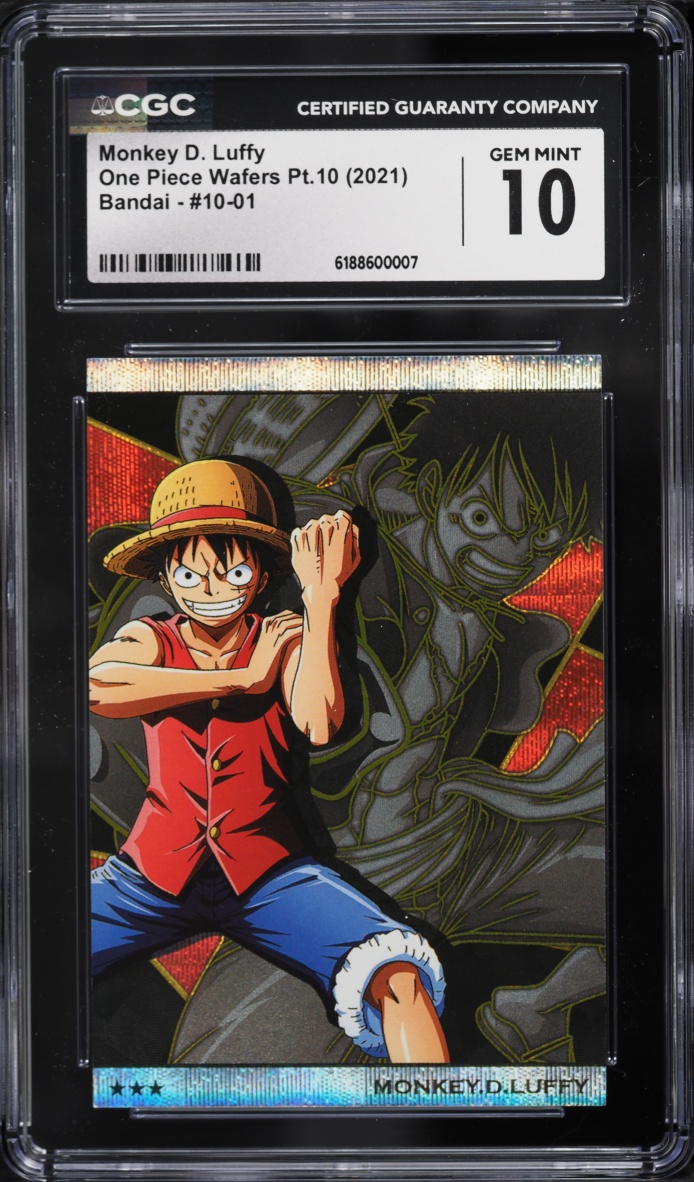 2021 One Piece Japanese Bandai Wafers Pt. 10 Monkey D. Luffy #10-01 CGC 10 GEM MINT