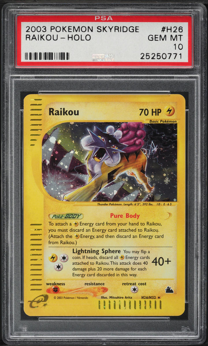 2003 Pokemon Skyridge Holo Raikou #H26 PSA 10 GEM MINT