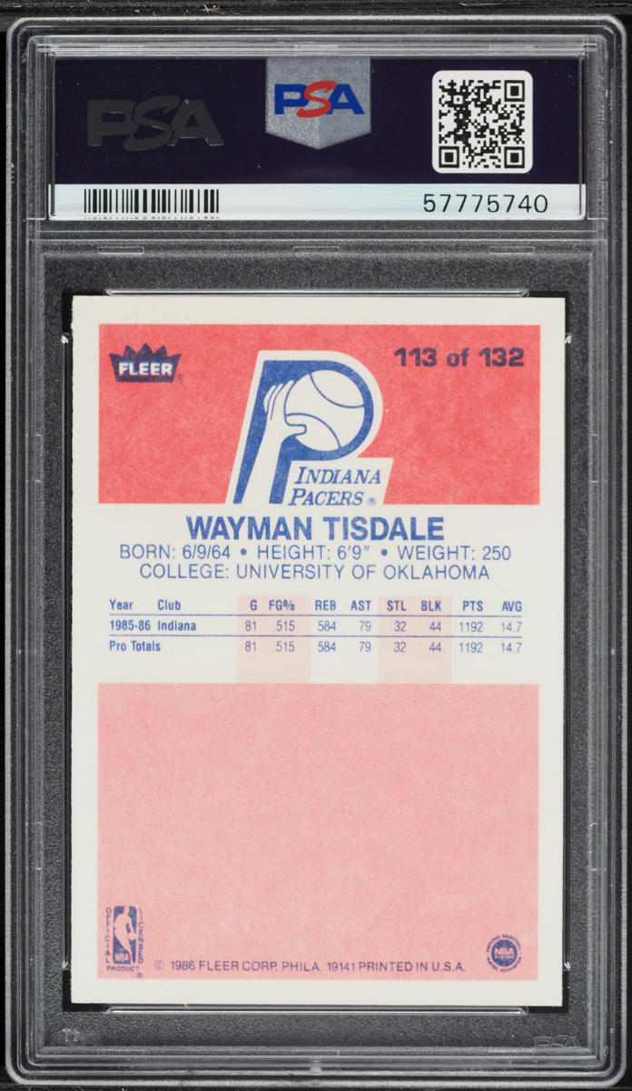 1986 Fleer Basketball Wayman Tisdale #113 PSA 5 EX